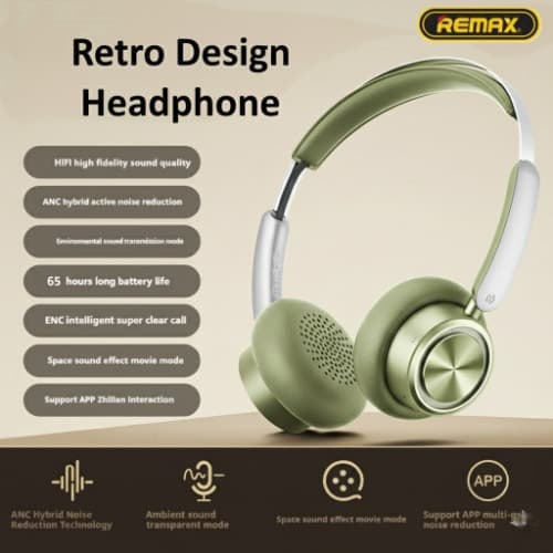 Retro Design Noise-cancelling Wireless Bluetooth 5.4 Headphone - Model Rb830hb Green
