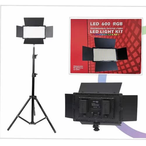 Led600 Rgb Professional Photo & Video Led Light Kit Varicolor 2battery+changer Dock+stand