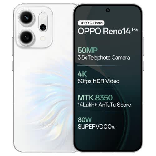Reno14 5G - 6.59" - 512GB ROM - 12GB RAM - Dual SIM - Fingerprint - 6000mAh - White