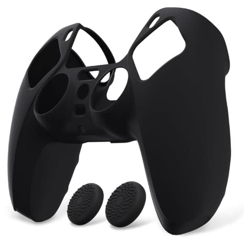 Anti-slip Silicone Cover Skin For Ps5 Controller With Black Thumb Grip Caps