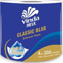 Classic Blue 200g 4ply Bathroom Tissue - Pack Of 60 Rolls