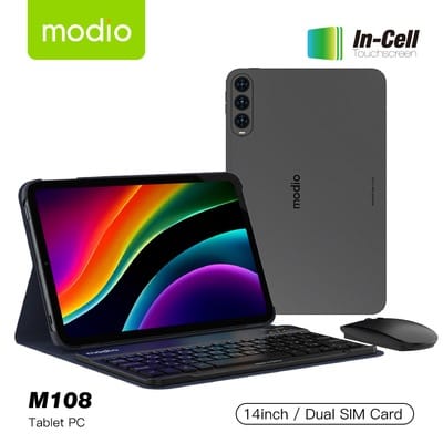 Modio M108 Tablet - 12gb Ram - 512gb Rom - 14-inch Display - Dual Sim - Keyboard & Mouse Included