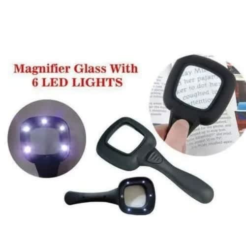 Hand- Held Optical Grade Magnifying Glass With 6 Led Lights