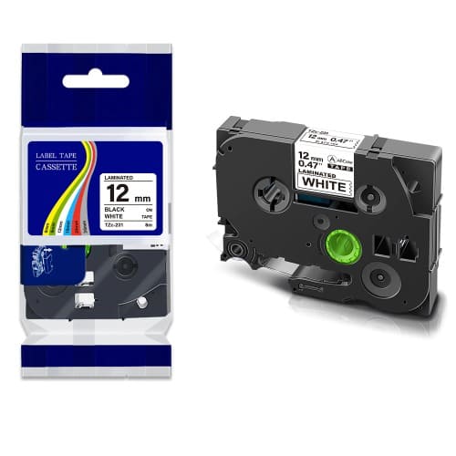 Black On White Label Tape Compatible - Tze 231 P-touch - 12mm