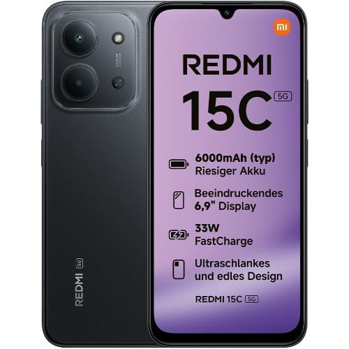 Redmi 15C 5G - 6.9" - 128GB ROM - 4GB RAM - Dual SIM - Fingerprint - 6000mAh - Black