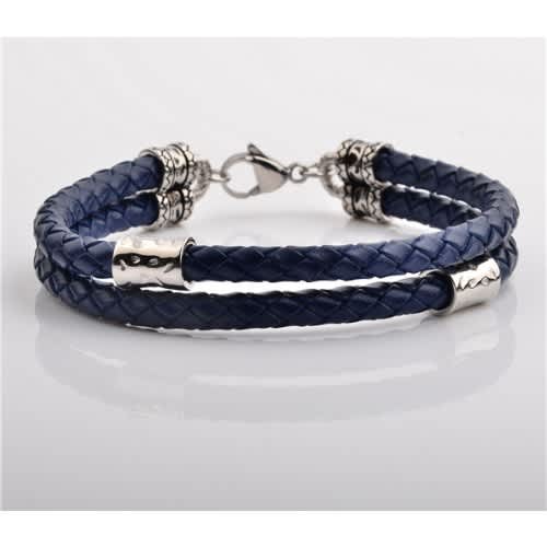 Aamir Double Braided Leather With Steel Hooks Blue