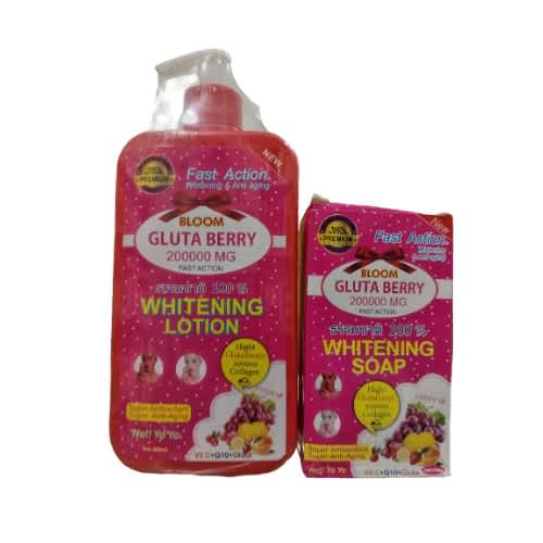 Gluta Berry 200000mg Fast Action Whitening Lotion 500ml And  Soap 200g