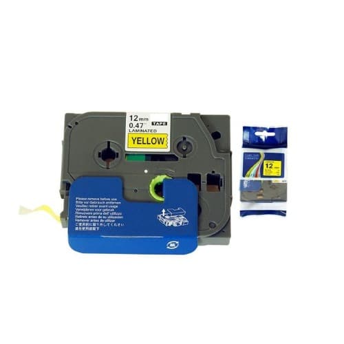 Compatible Label Tape Cartridge For Brother P Touch 12mm Black On Yellow Laminated