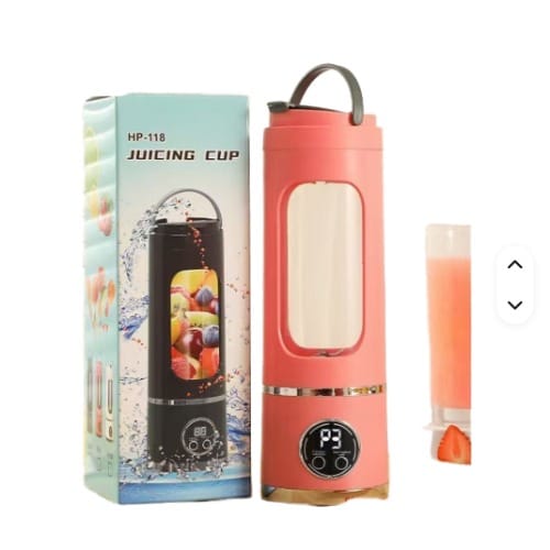 Usb Rechargeable Shaker Fruit Juicer Blender With Strong Blades - Peach - 450ml - 50w