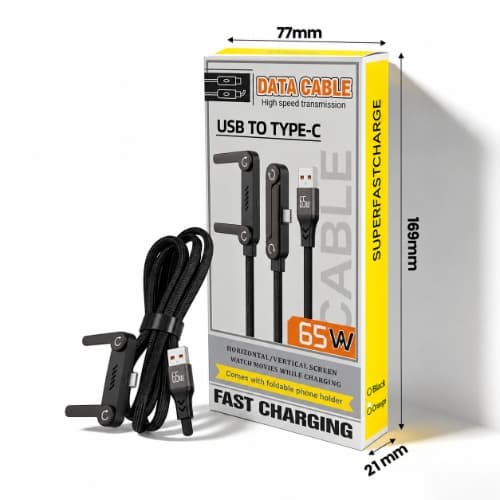 65w Usb To Type-c Fast Charging Cable With Phone Holder