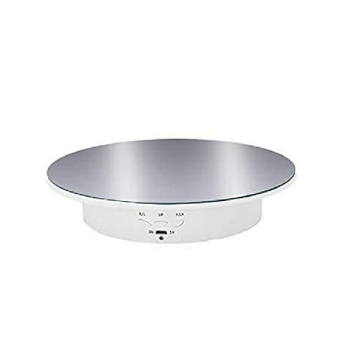 Battery Powered Mirror Product Display Rotating Stand - White