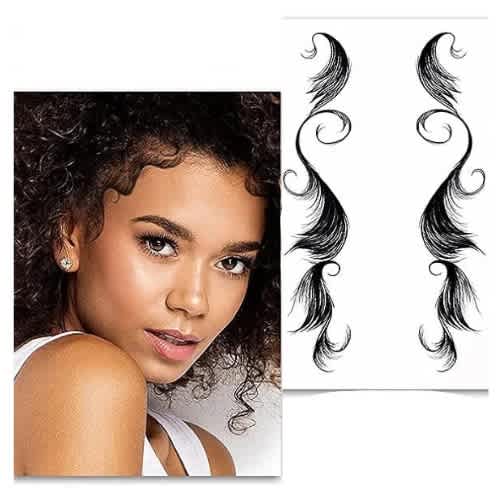 HD Wavy - Curvy Tips Sticker Press-on Bangs - Baby Hair Temporal Tattoo Edges