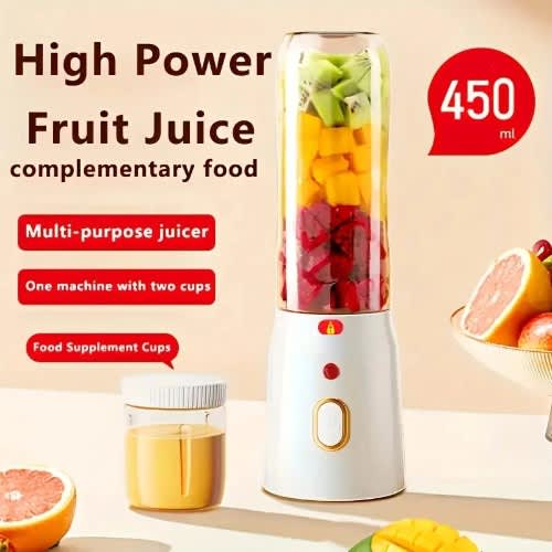 Portable Mini Blender Usb Rechargeable Juicer Cup Bottle Smoothie Maker - 450ml