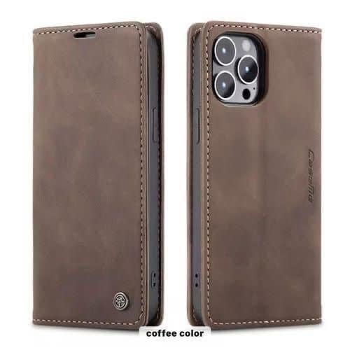 Leather Flip Case For Iphone 16 Pro Max - Brown