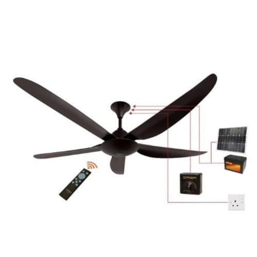 56" Ac/dc Solar Ceiling Fan- 5 Blades