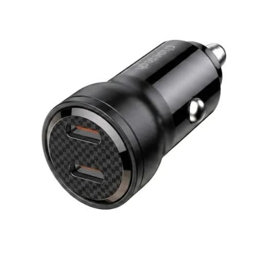 60w Type-c Dual Port Fast Car Charger – Black