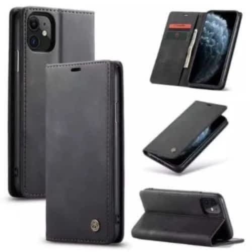 Leather Flip Case For Iphone 16 Promax - Black