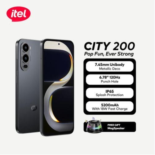 City 200 - 7.45mm - 128GB ROM - 4+4GB RAM - 6.78" - Ip65 - 5000mAh -  Black