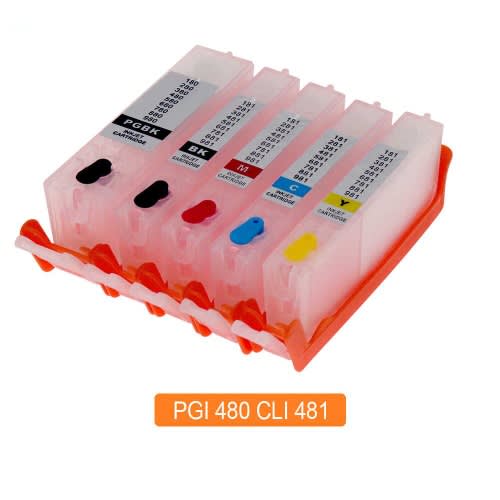480/481Refillable Ink Cartridge Set -  Black, Cyan, Magenta, Yellow, Black
