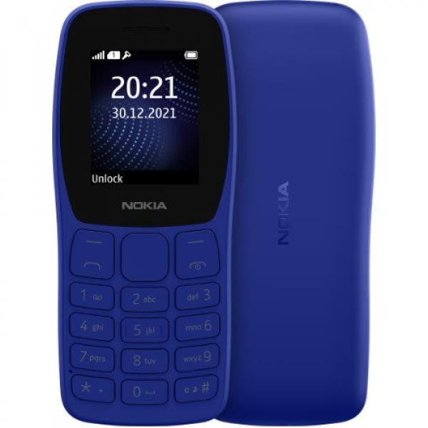Nokia 105 Africa Edition - Dual Sim - 4MB Rom - 4MB Ram - 800mAh - Blue.