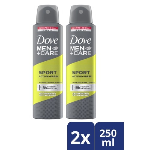 Men+care Antiperspirant Deodorant Sport Active+fresh 250ml Twin Pack.
