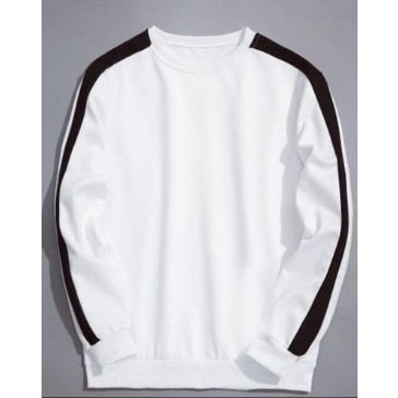 Eml Cotton Stripe Sweatshirt - White With Black Stripe.