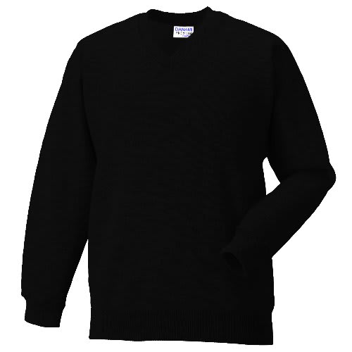 Plain V Neck Sweatshirt- Black.