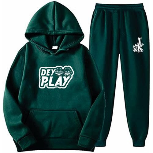 Set Of Hoodie And Joggers With Prints - Green .