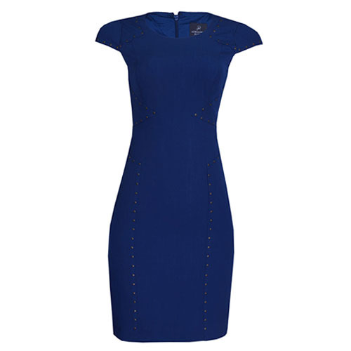 Crop Sleeve Fitted Dress With Brass Metal Detail