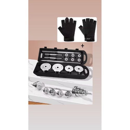50kg Adjustable Dumbbell Set With Free Gym Gloves – Multifunctional Weightlifting Equipment