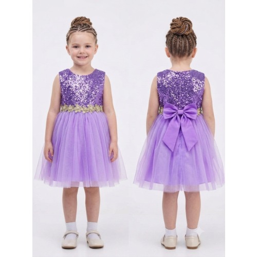 Purple Sequin Children Dress