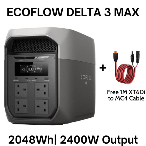 Ecoflow Delta 3 Max Portable Power Station/ 2048wh Lifepo4 Battery/ 2400w X-boost Output