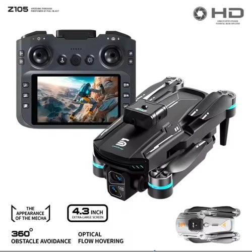 Drone Z105 8K WIFI Dual HD Camera Quadcopter With Screen Display Remote Control \u0026 Extra Battery