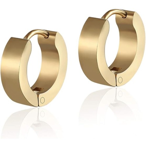 Ski Hoop Huggie Gold Men's Earrings 4mm