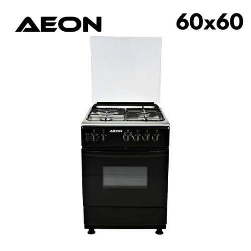 Aeon Gas Cooker 6031 – 60x60cm, 3 Gas + 1 Electric Burner, Strong Pan Support, Oven Lamp,