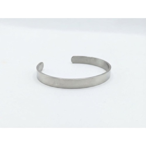Minimalist Brushed Stainless Steel Silver Cuff Bracelet