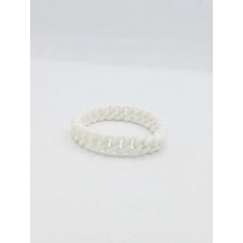 Textured Elastic Silicon Link Bracelet - White