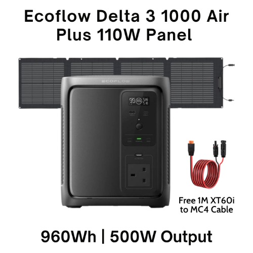 Ecoflow Delta 3 1000 Air Portable Power Station And 110w Solar Panel