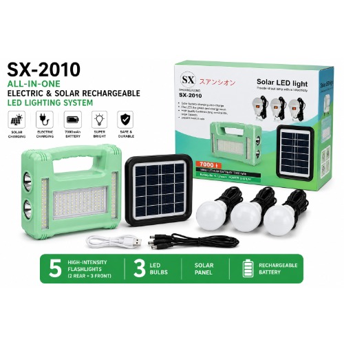 2010 Solar Rechargeable Led Lighting Kit With Solar Panel - 3 Led Bulbs And High-intensity