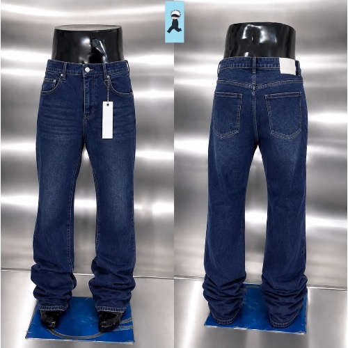Premium Men's Dark Wash Stacked Flared Jeans(denim material)