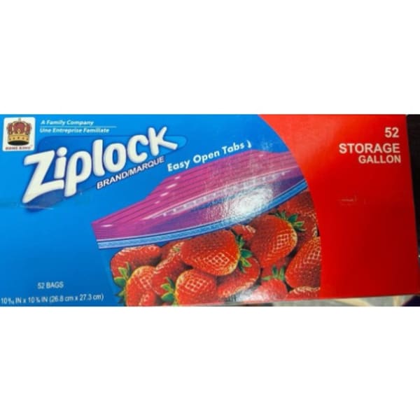 Ziploc Storage Gallon Bags 52 Count
