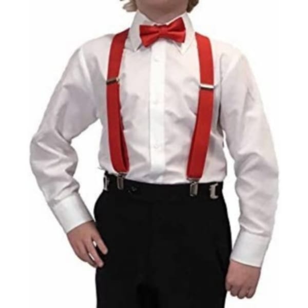 Red dress shirt best sale with black suspenders
