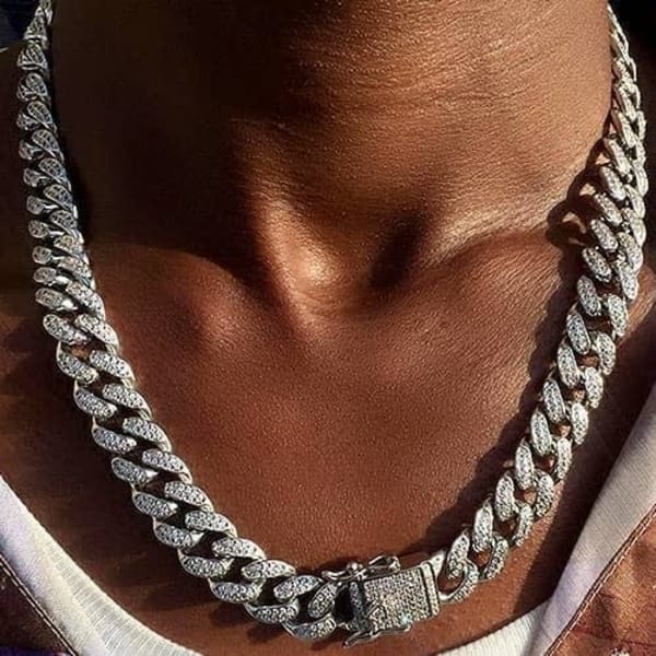 Silver iced shop out cuban chain