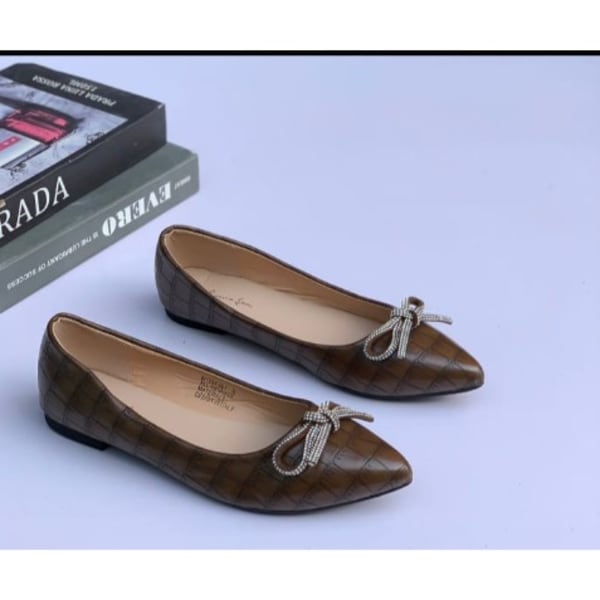 Women Latest Suede Flat Shoes - Brown