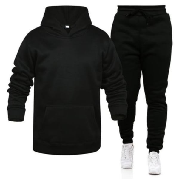 Fashion House Men's Black Hoodie And Joggers