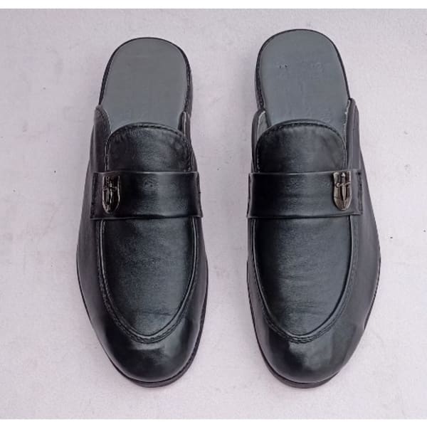 Men's Half Shoes With Buckle Design - Black