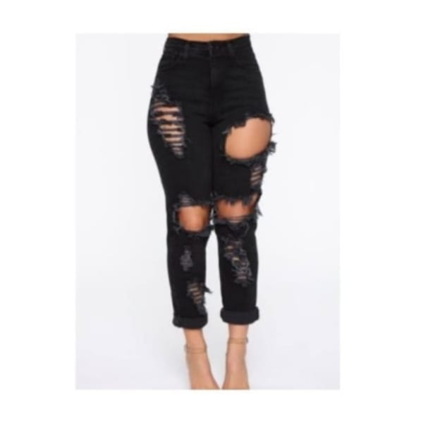 Ripped boyfriend hot sale jeans black