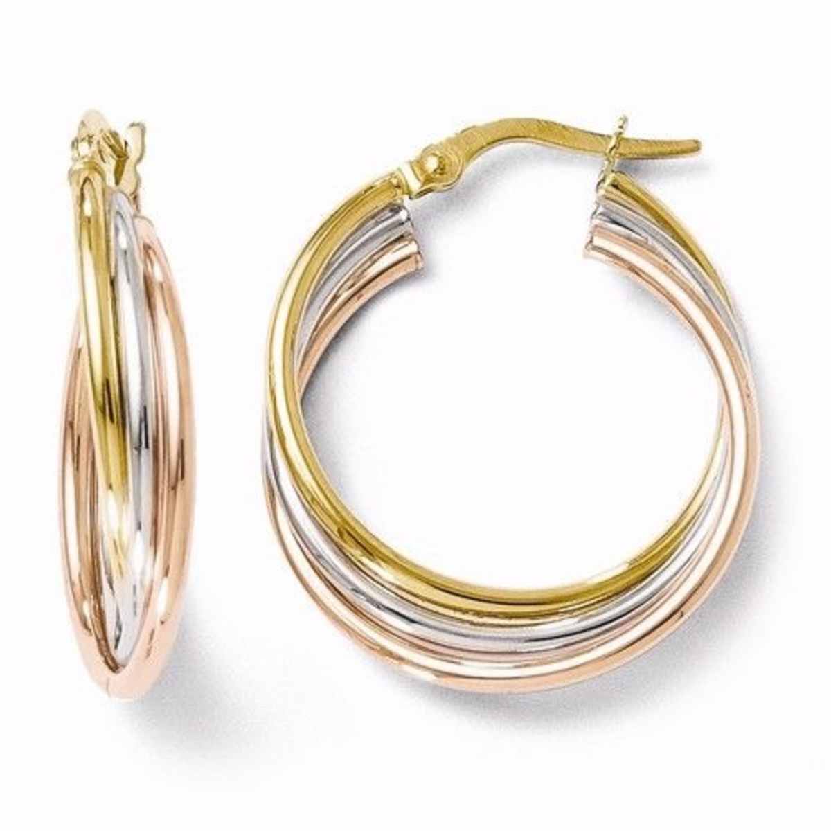Tri color gold online dangle earrings
