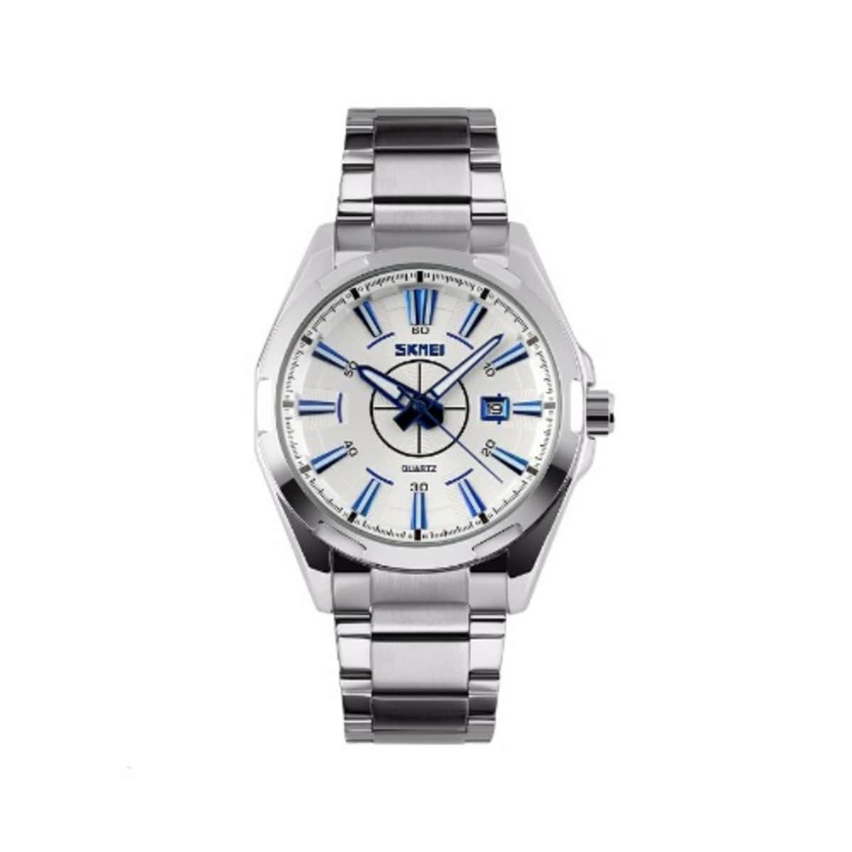 Skmei 9118 Stainless Steel Silver Strap Watch Blue Dial Konga