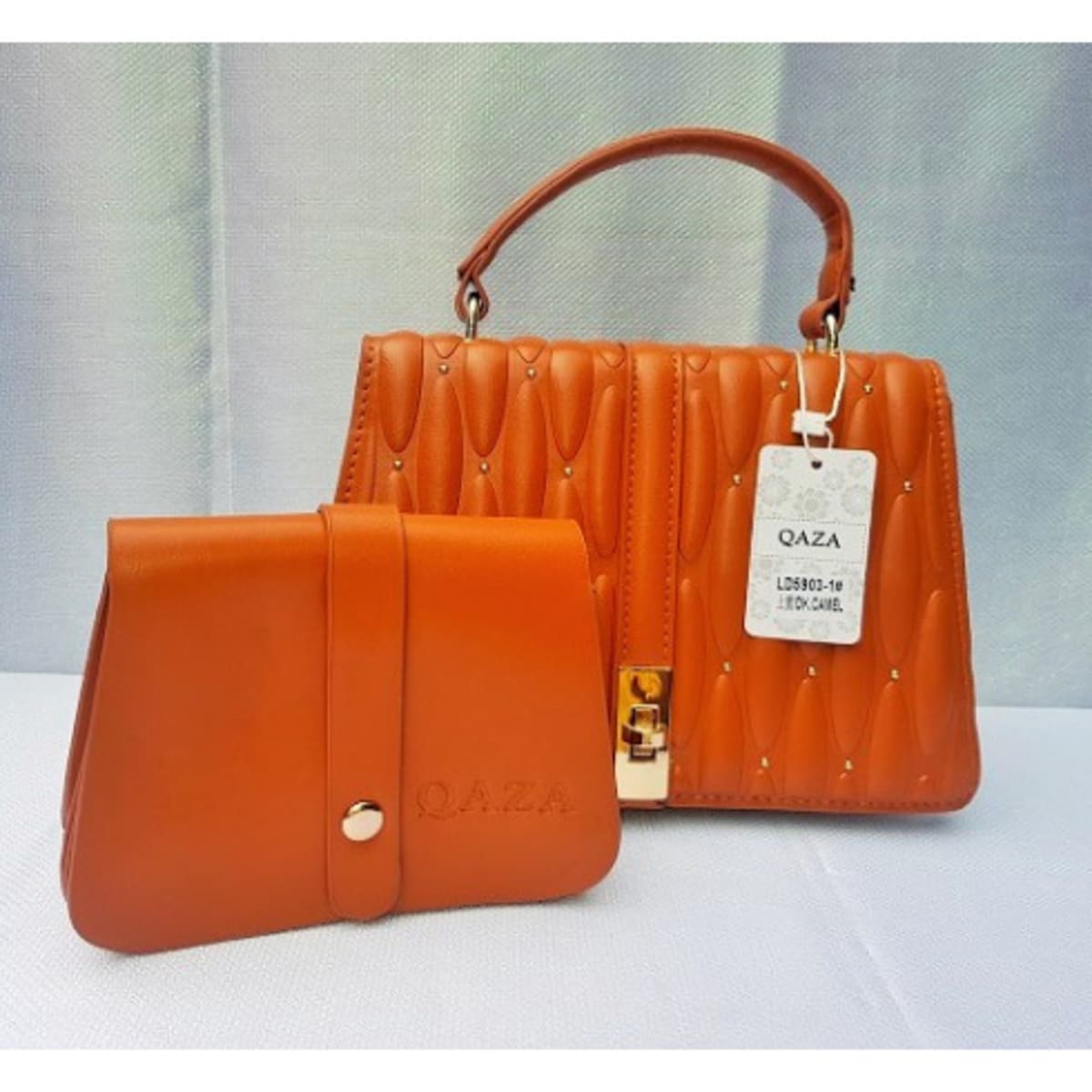 Qaza Ladies Chain Shoulder Handbag With Purse Set Camel Konga